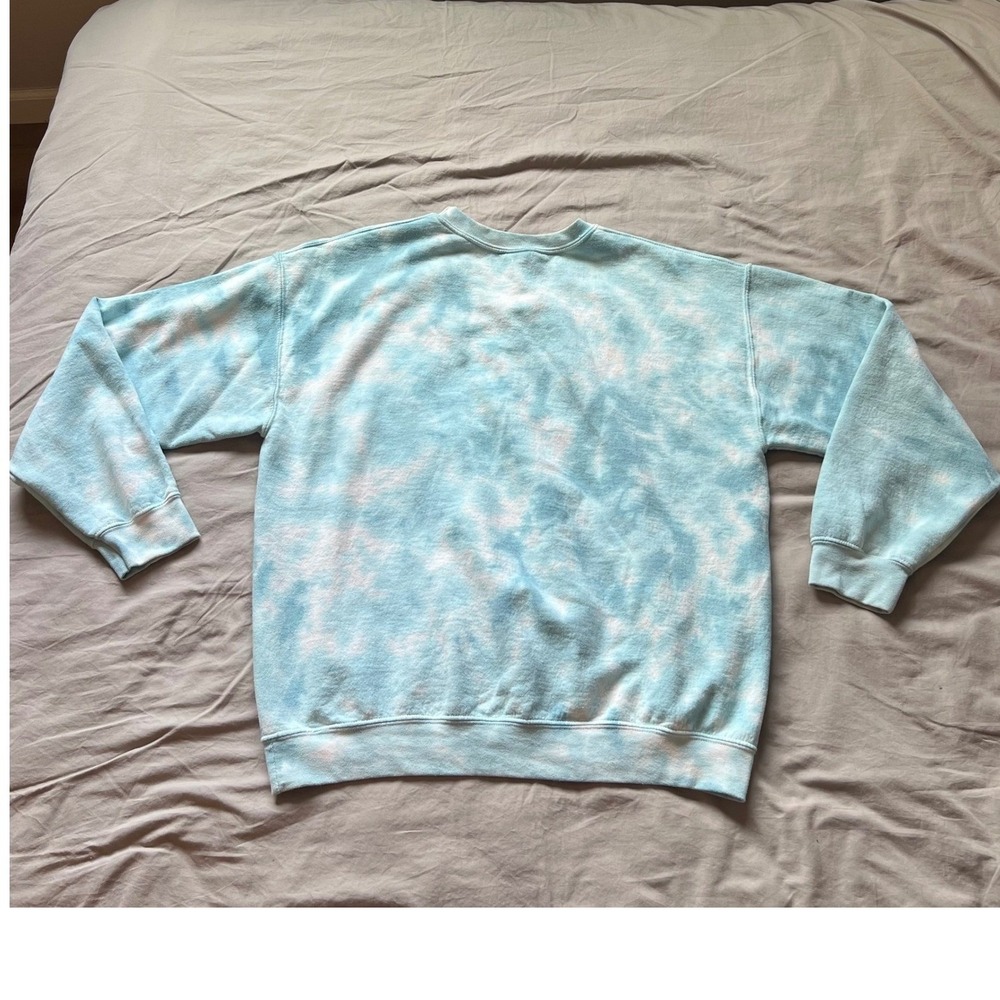 Tie‎ Dye Crewneck Sweatshirt Pullover Pastel Blue White Comfy Casual Handmade